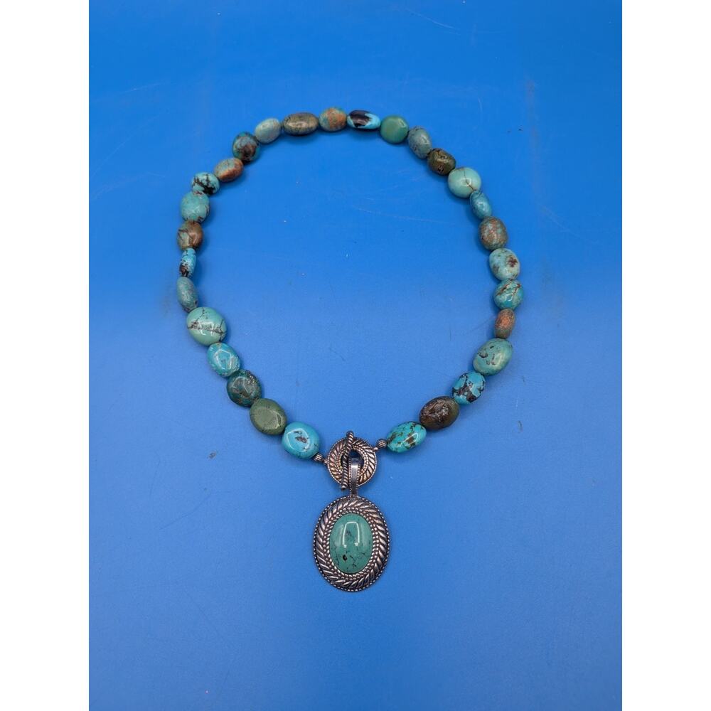 CAROLYN POLLACK RELIOS TURQUOISE STERLING SILVER NECKLACE WITH PENDANT SIGNED